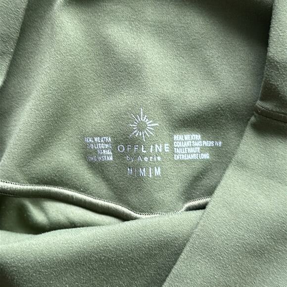 OFFLINE By Aerie Real Me Xtra Track 7/8 Leggings Green & White Medium Long - Picture 3 of 4